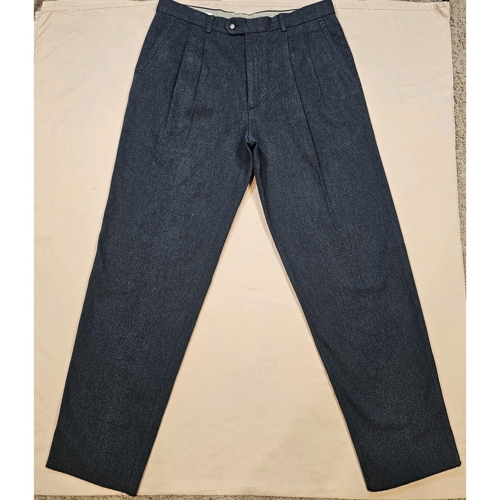 Cutter & Buck Pants Mens 34x30 Navy Blue Buck Trouser Chino Pleated Cotton